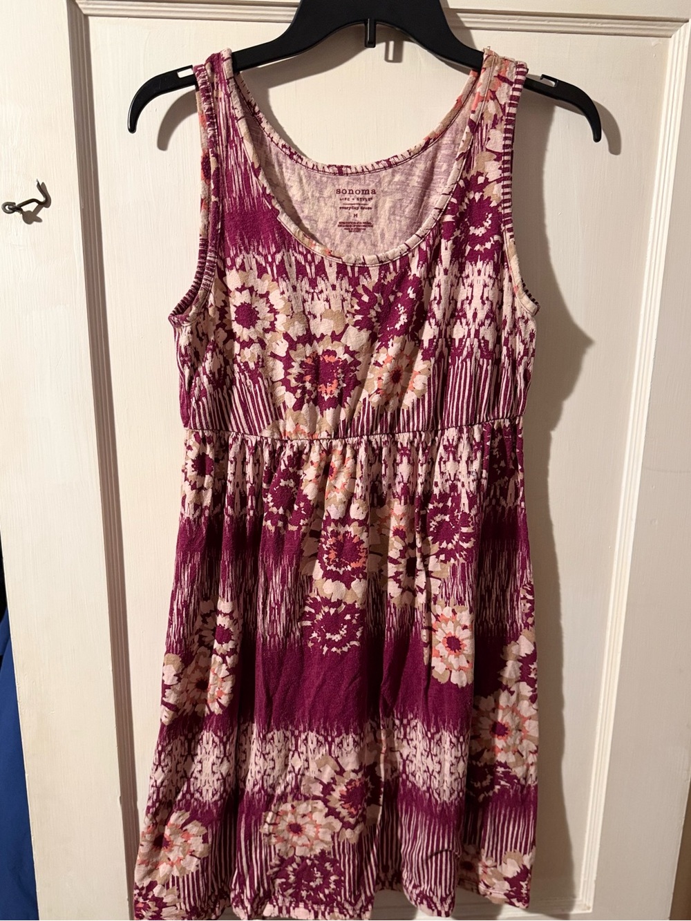Sonoma Plum and Cream Floral Tank Dress